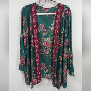 Pioneer Woman Floral Shrug Green Pink Floral L/XL